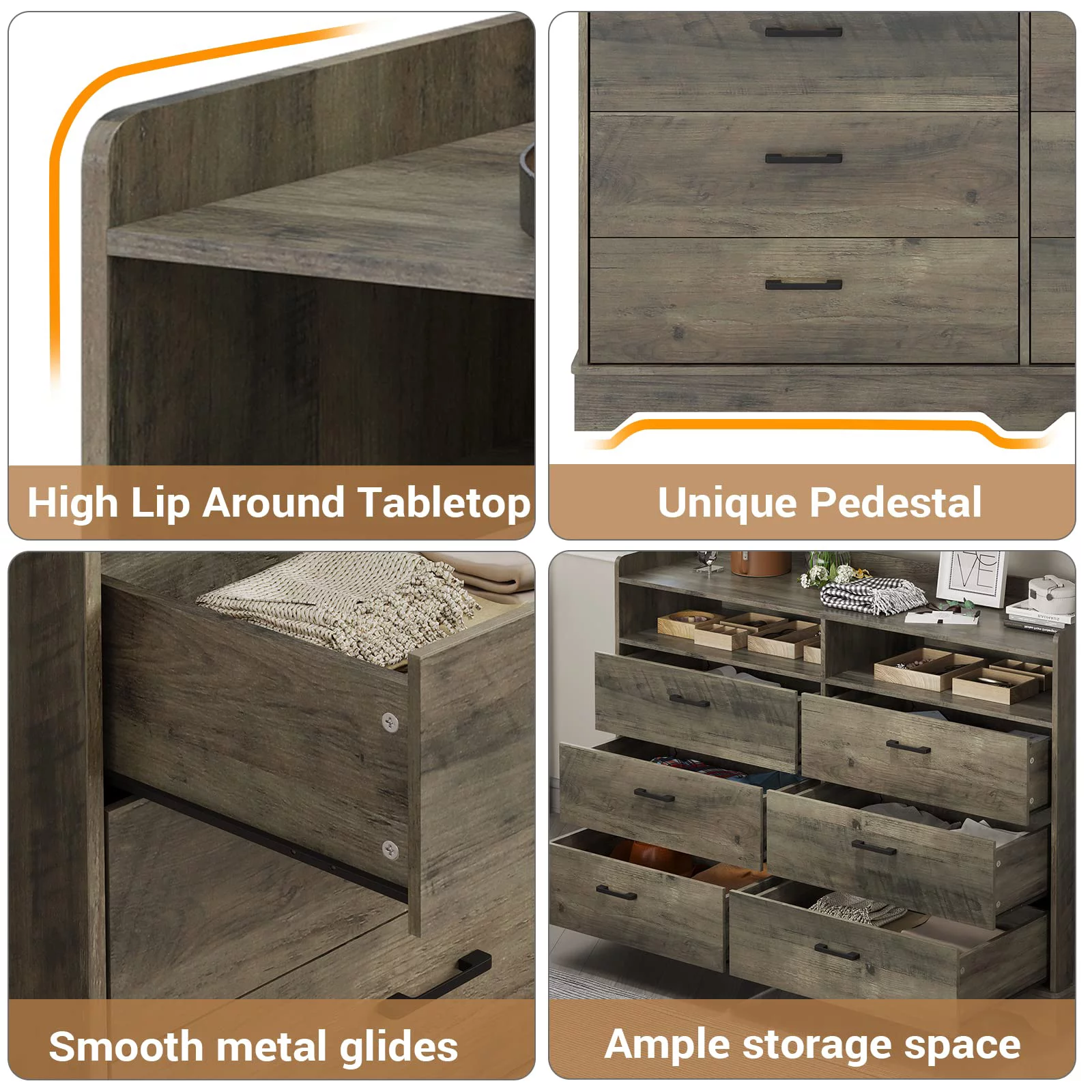 AOGLLATI Black 6 Drawers Dresser, Modern Storage Tower Dressers & Chests of Drawers and Open Cubby, Large Clothing Organizer for Bedroom - Cheap Fitting