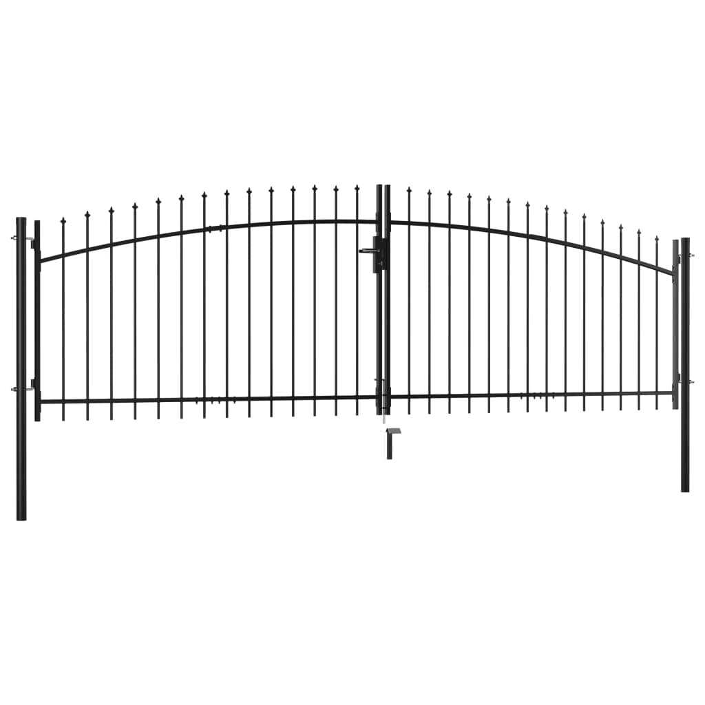 vidaXL Double Door Fence Gate with Spear Top - Cheap Fitting