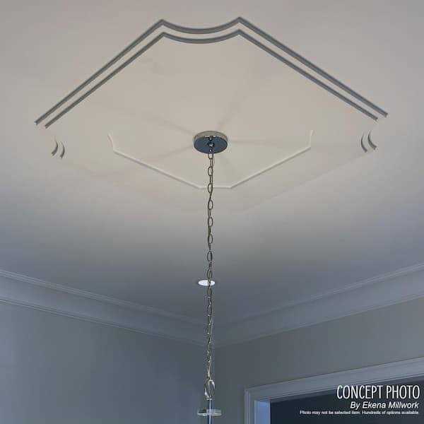 Rectangle Architectural Grade PVC Contemporary Ceiling Medallion Ekena Millwork CMP10X5RE-01000 - Cheap Fitting