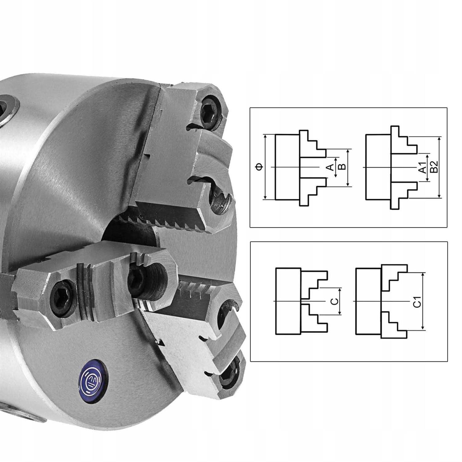 VEVOR K11-200 Lathe Chuck 8 Inch 3 Jaw,Self Centering Chuck Hardened Steel Jaws,Internal External Grinding for Lathe Drilling Milling Machine - Cheap Fitting