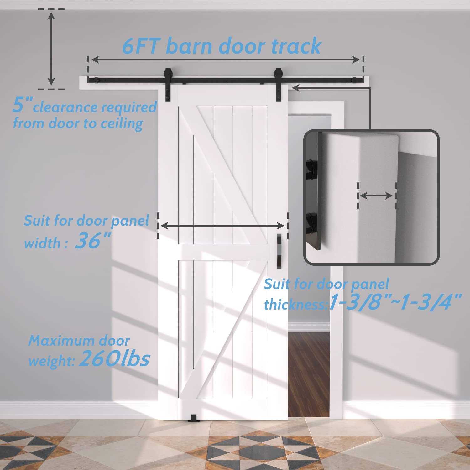 JZVXX 6FT Barn Door Hardware kit Barn Door Track Sliding Door Hardware kit - Cheap Fitting