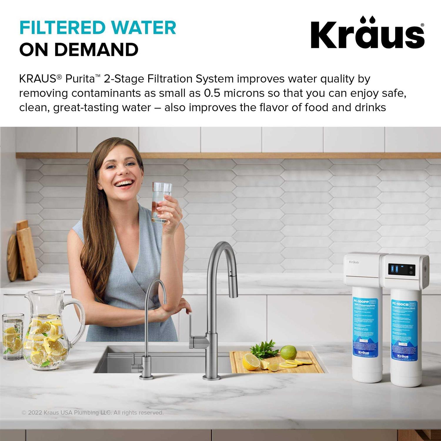 Kraus Purita 2-Stage Carbon Block Under-Sink Water Filtration System with Digital Display Monitor FS-1000 - Cheap Fitting