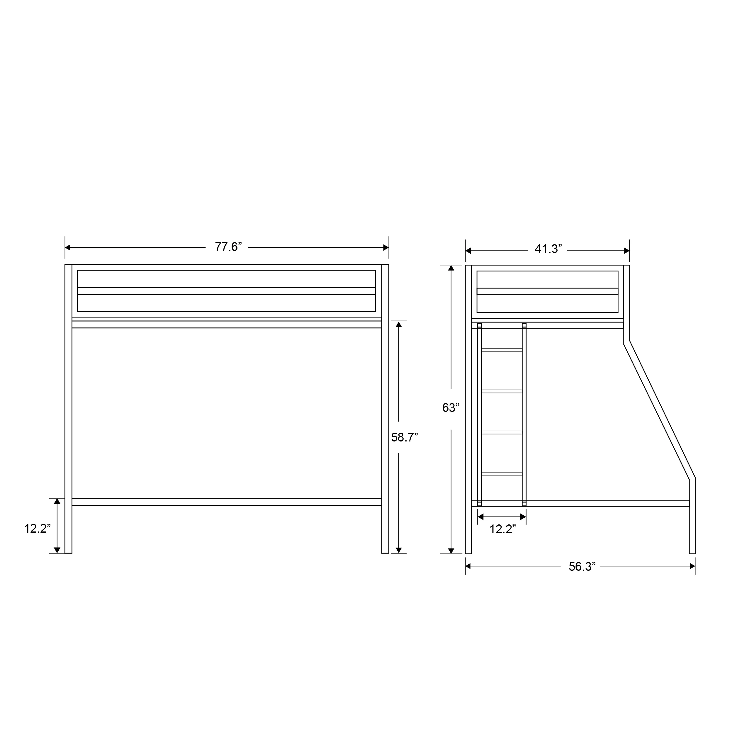 Amolife Twin Over Full Metal Bunk Bed with Removable Stairs, Fullength Guardrail, Black - Cheap Fitting