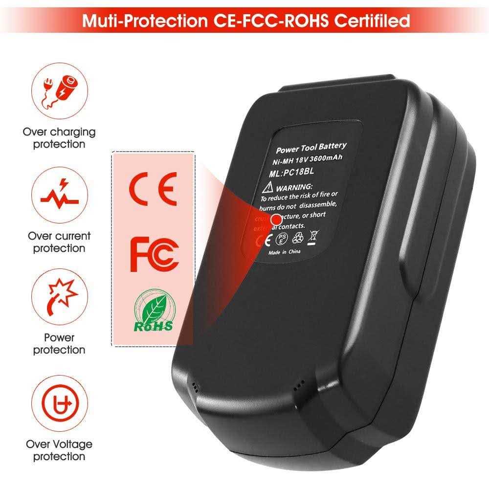 2 Pack 3.6Ah 18 Volt Replacement Battery Compatible with Porter Cable 18V - Cheap Fitting