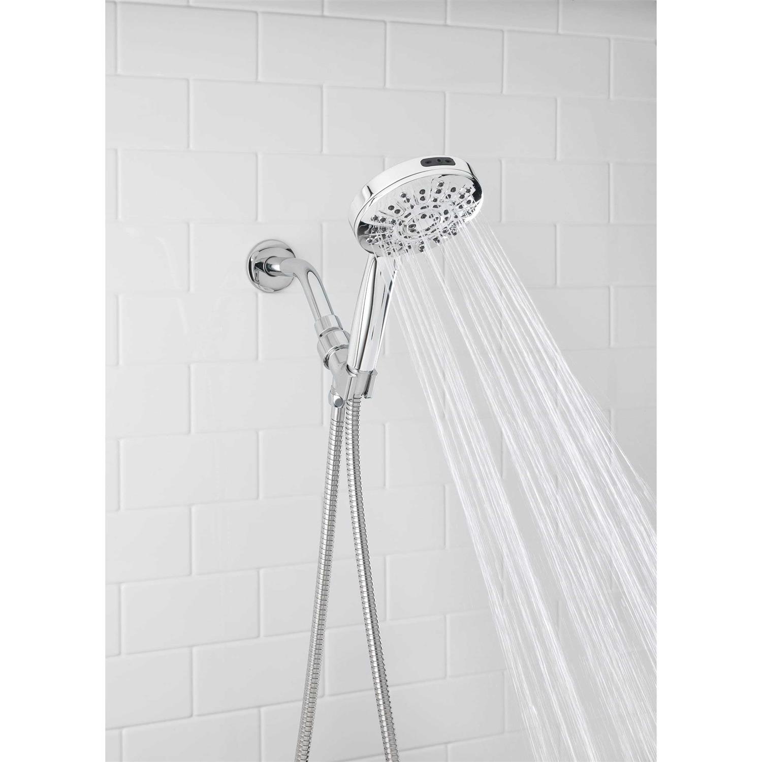 allen + roth Nevis Chrome Round Handheld Shower Head 1.8-GPM Rubber 3071-02418-ARCH - Cheap Fitting