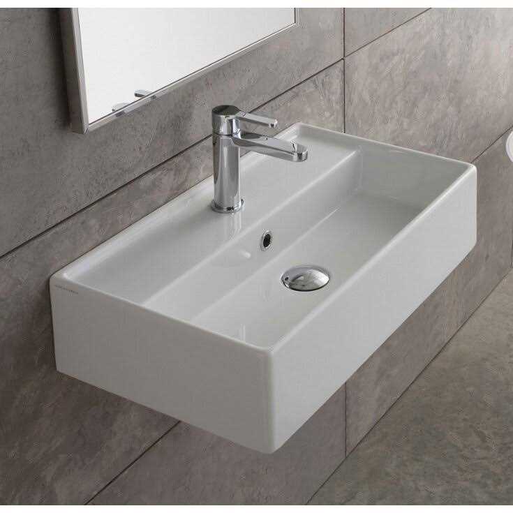 Scarabeo 5001-One Hole Teorema Rectangular Ceramic Wall Mounted/Vessel Sink - Cheap Fitting