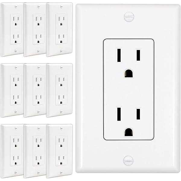 ThunderWay Decorator Receptacle Outlet with Wall Plate Non-Tamper-Resistant Electrical Outlet - Cheap Fitting