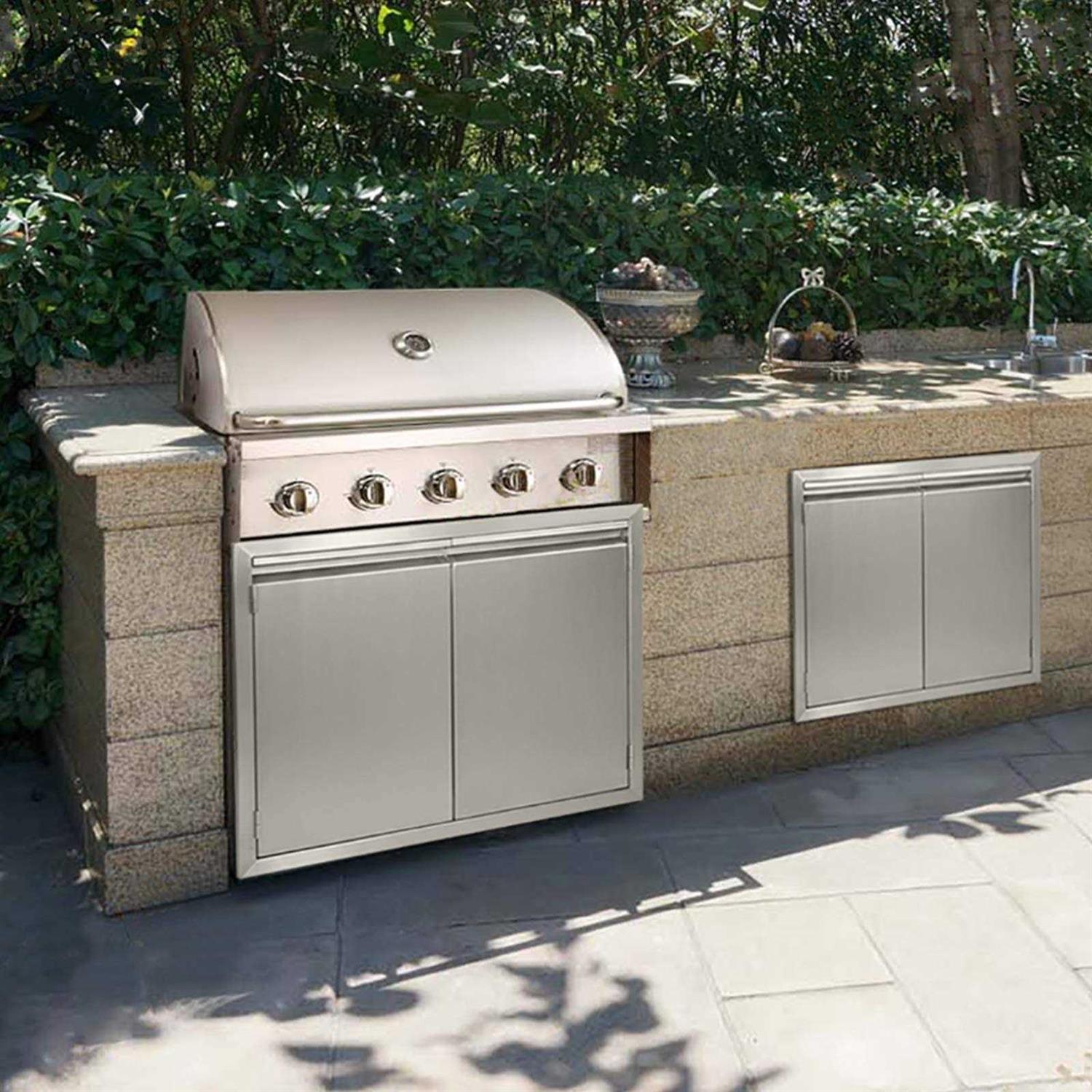JIE JIN BBQ Access Door 24 H 304 Stainless Steel Outdoor Kitchen Accessories Door for Indoor/Outdoor Kitchen Outdoor Cabinet BBQ Island - Cheap Fitting