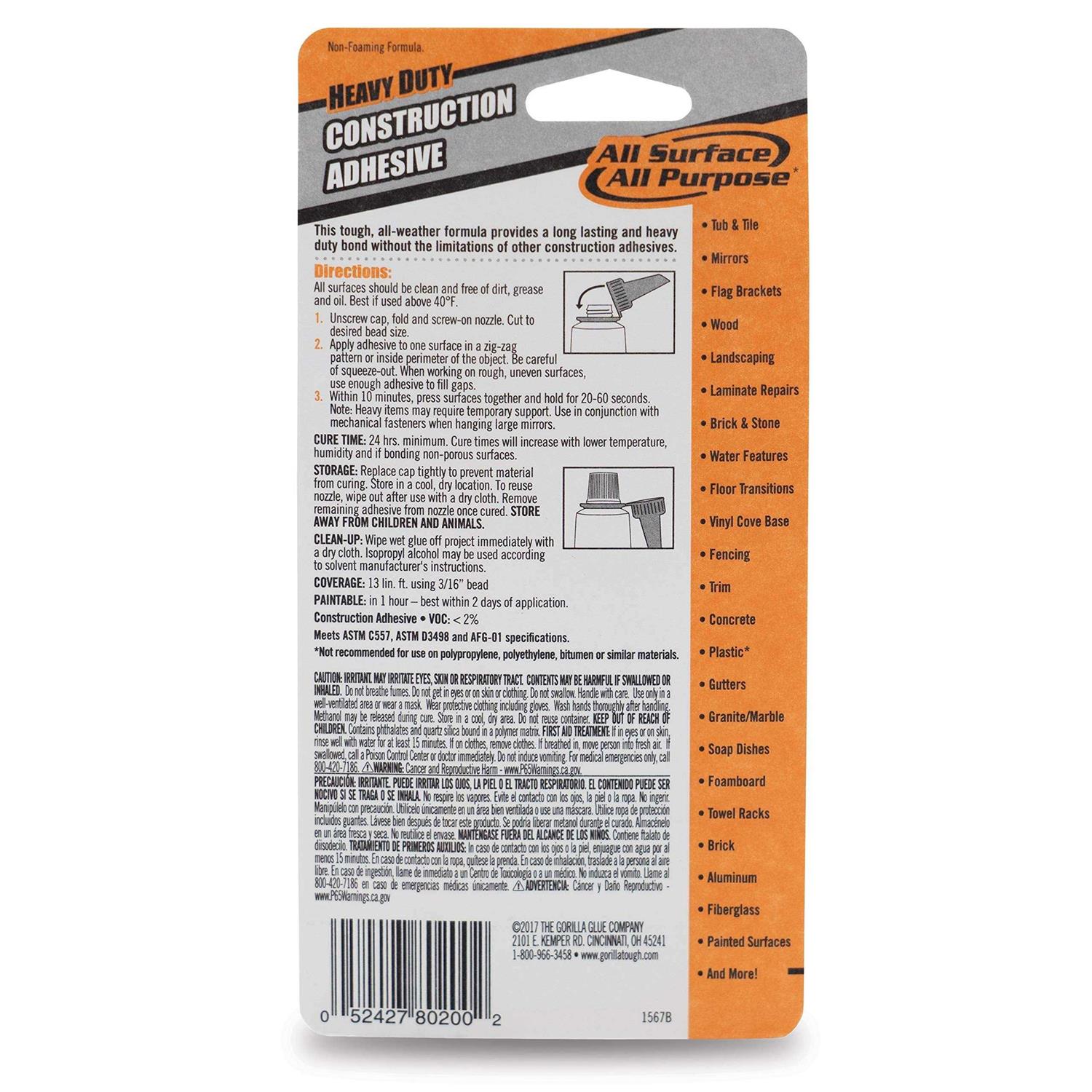 Gorilla Construction Adhesive - Cheap Fitting