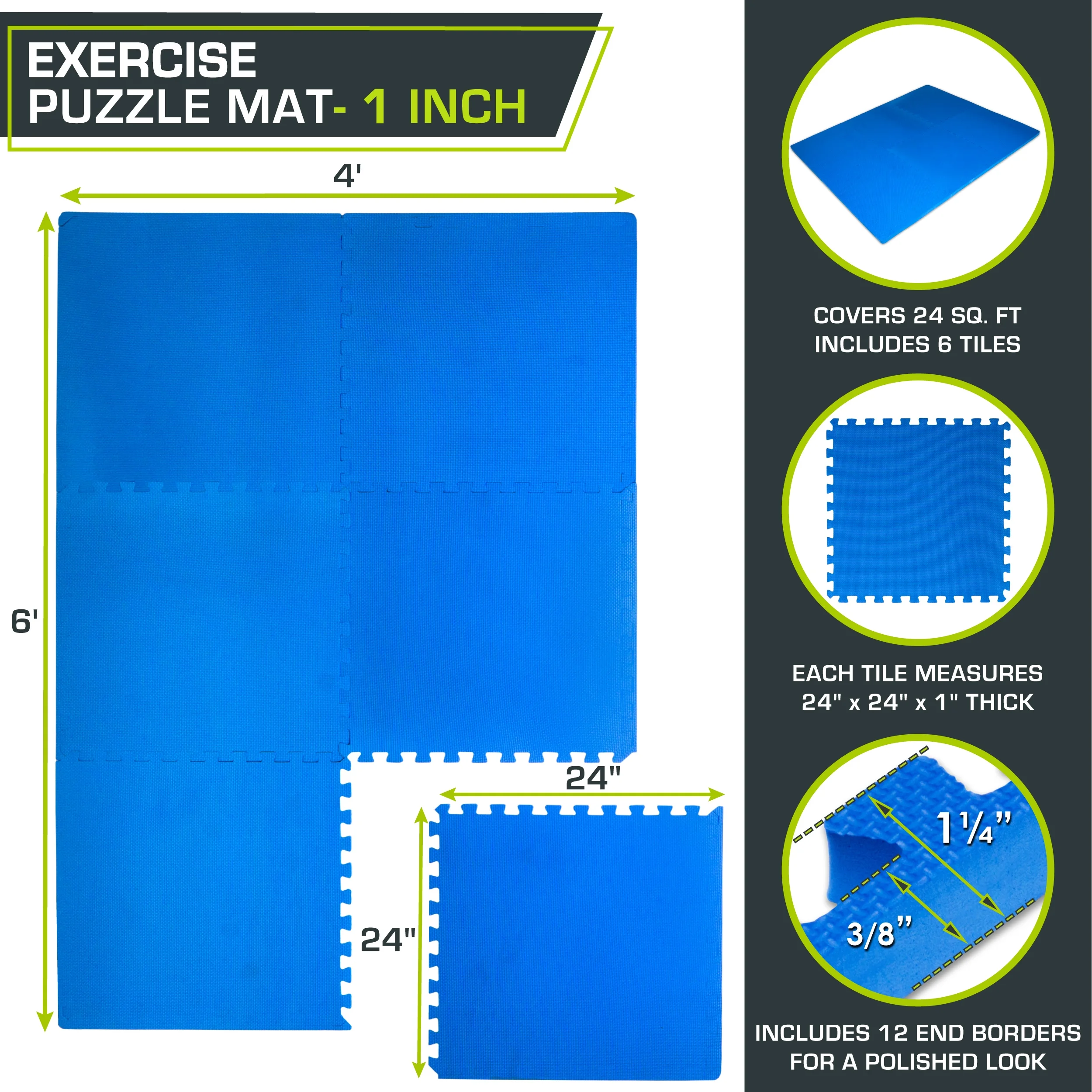 ProsourceFit Extra Thick Puzzle Exercise Mat 3/4