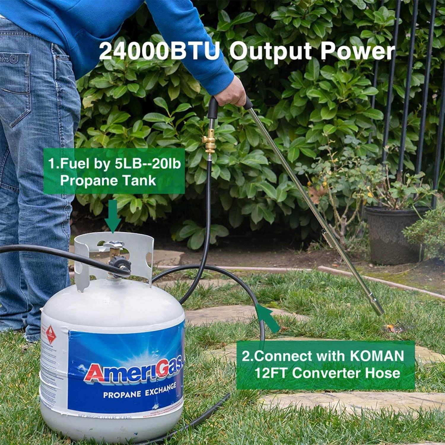 KOMAN Weed torch Propane Burner,35 long arm,Fuel by 1LB Propane Gas - Cheap Fitting