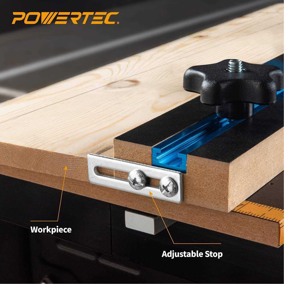 Powertec Taper/Straight Line Jig for Table Saws with 3/4 Wide by 3/8 Deep Miter Slot - Cheap Fitting