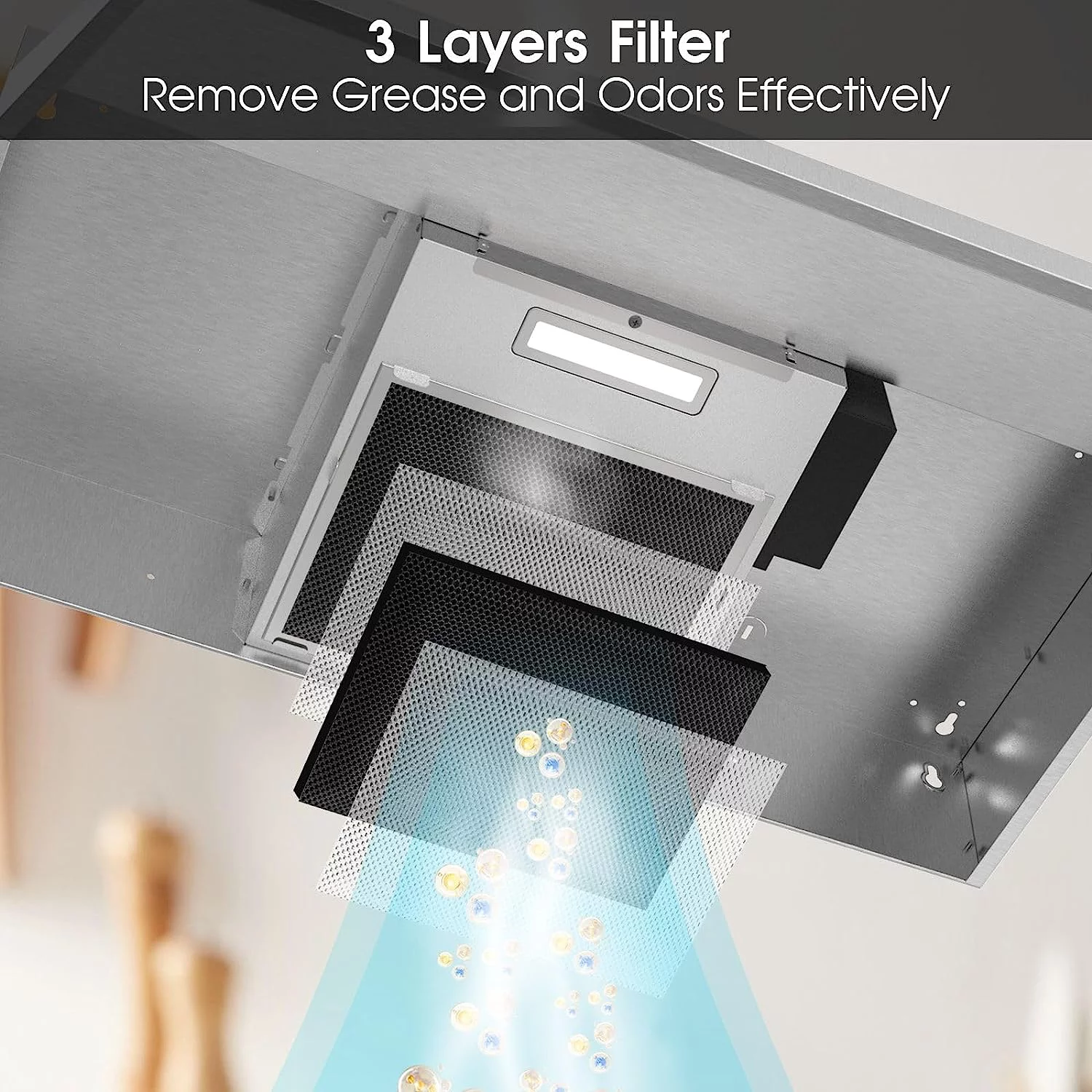 Range Hood 30 inch Under Cabinet Stainless Steel Kitchen Vent Hood 280CFM Built-in Color silver - Cheap Fitting