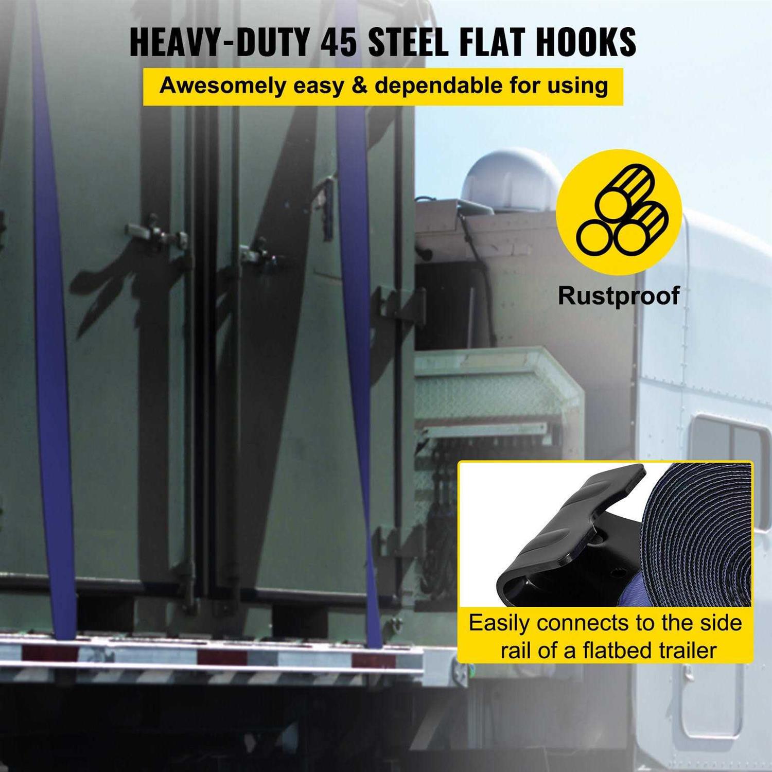 VEVOR Truck Straps Winch Straps 4 inchx30′ with Flat Hook for Towing - Cheap Fitting