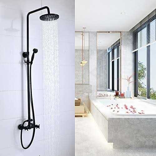 Oil Rubbed Bronze Rain Shower System Set 2 Knobs Mixing 8 Inch Rainfall Shower - Cheap Fitting