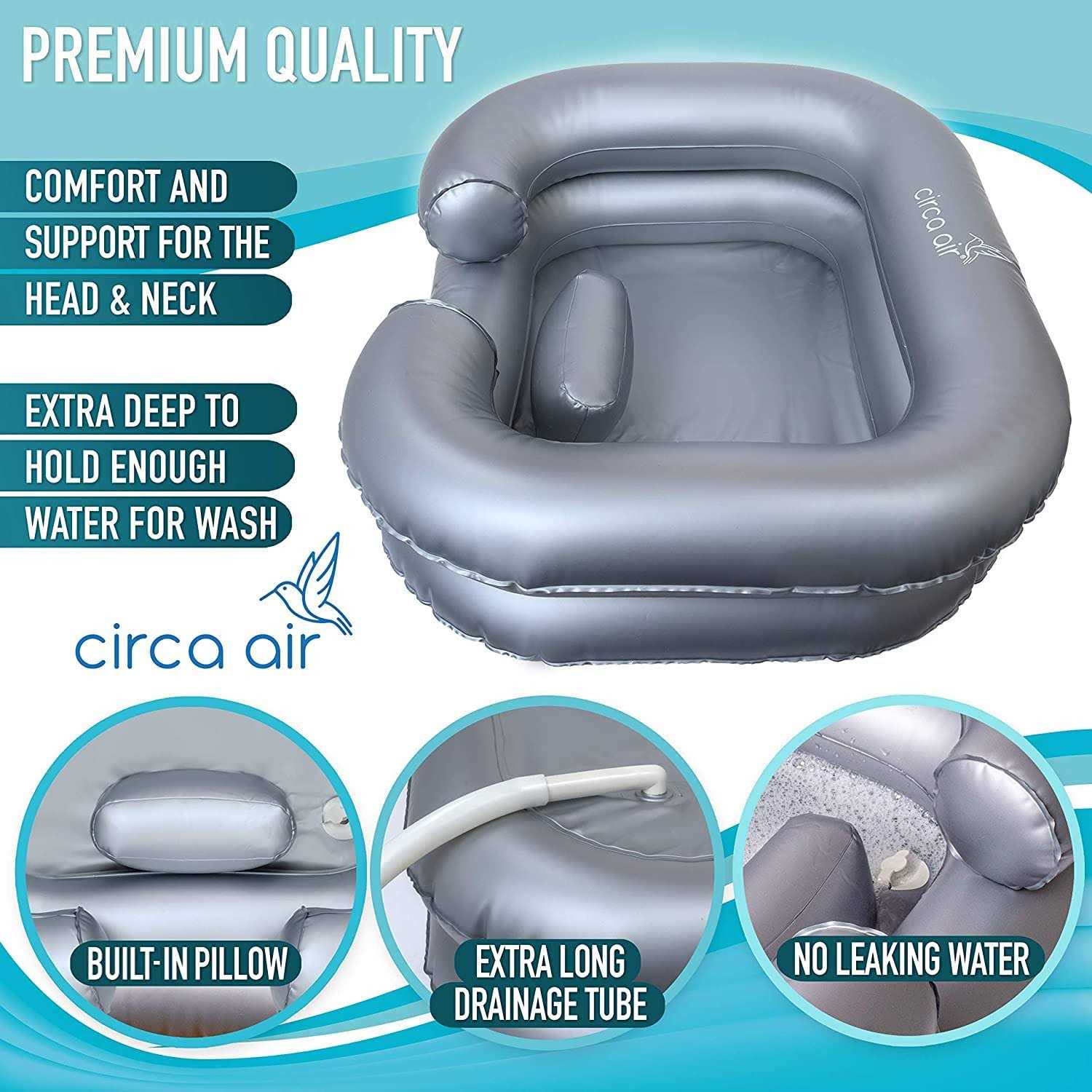 Circa Air Inflatable Hair Washing Basin For Bedridden Wash Hair In Bed With Inflatable Shampoo Basin. Portable Shampoo Bowl With Pillow For Extra - Cheap Fitting