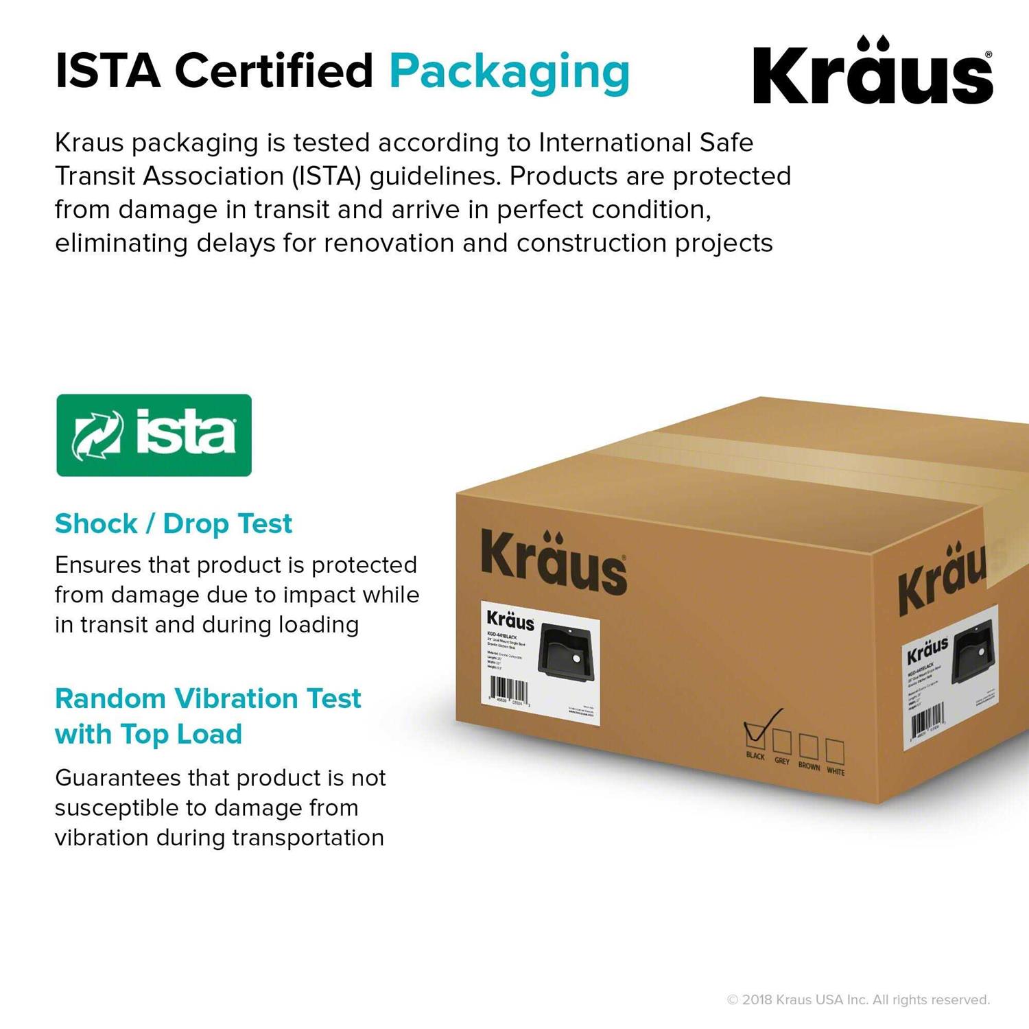 Kraus Quarza Dual Mount Single Bowl Granite Kitchen Sink KGD-441 - Cheap Fitting