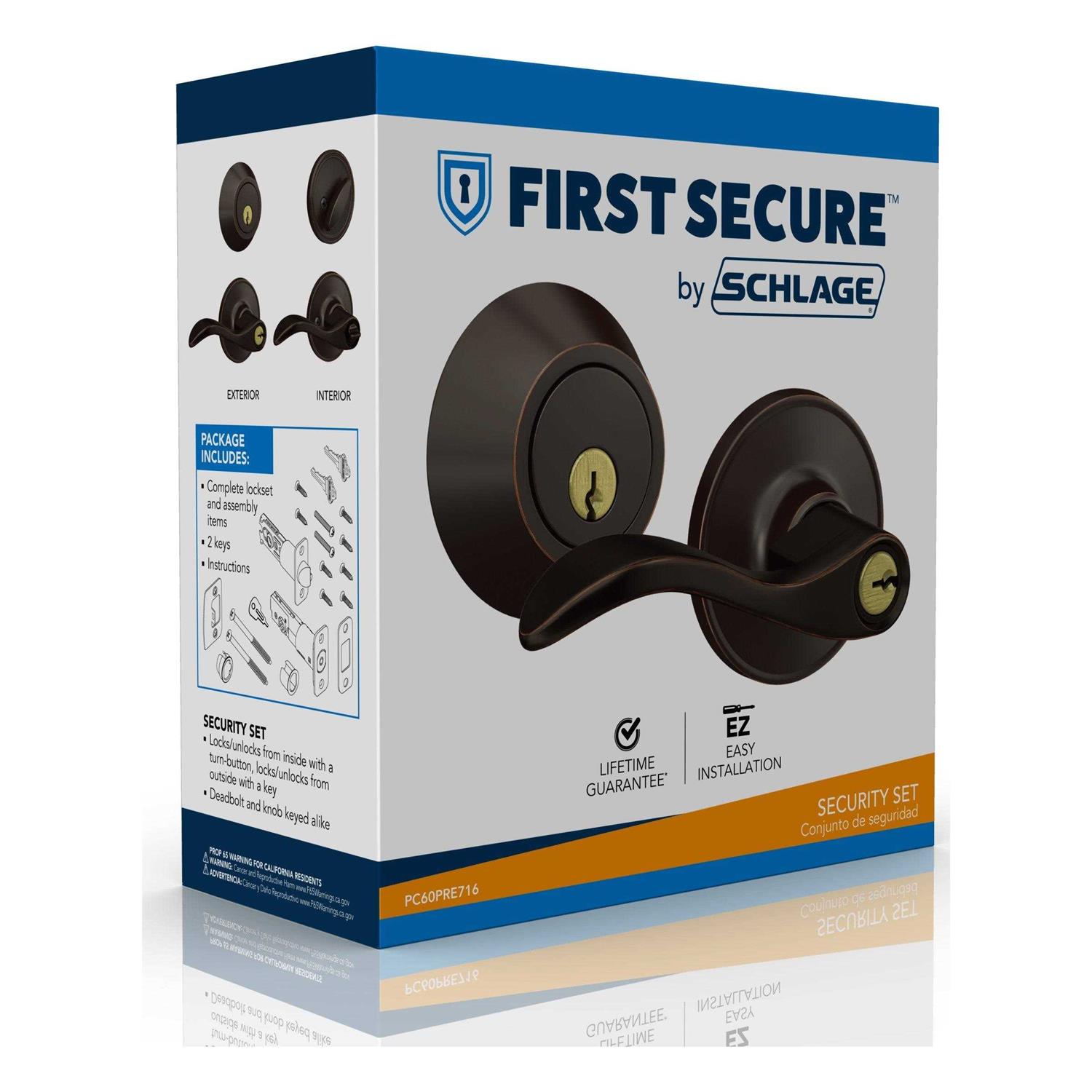 Schlage Cylinder Deadbolt & Keyed Entry Presley Lever - Cheap Fitting