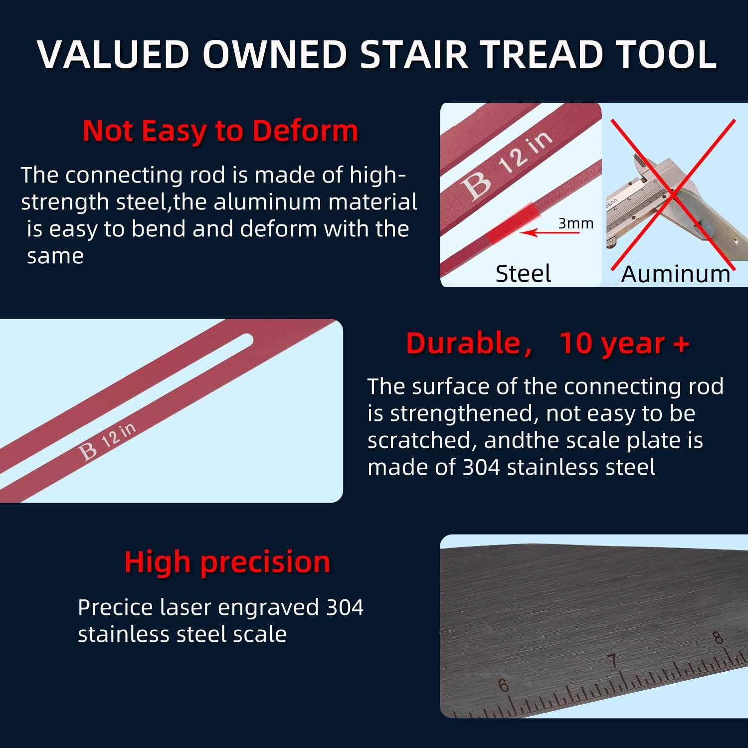 Stair Tread Template Tool Stair Tread Jig Stair Gauge Scribe Stair Measuring Tool Layout Tool Cutting Guide Tool for StairTreads - Cheap Fitting