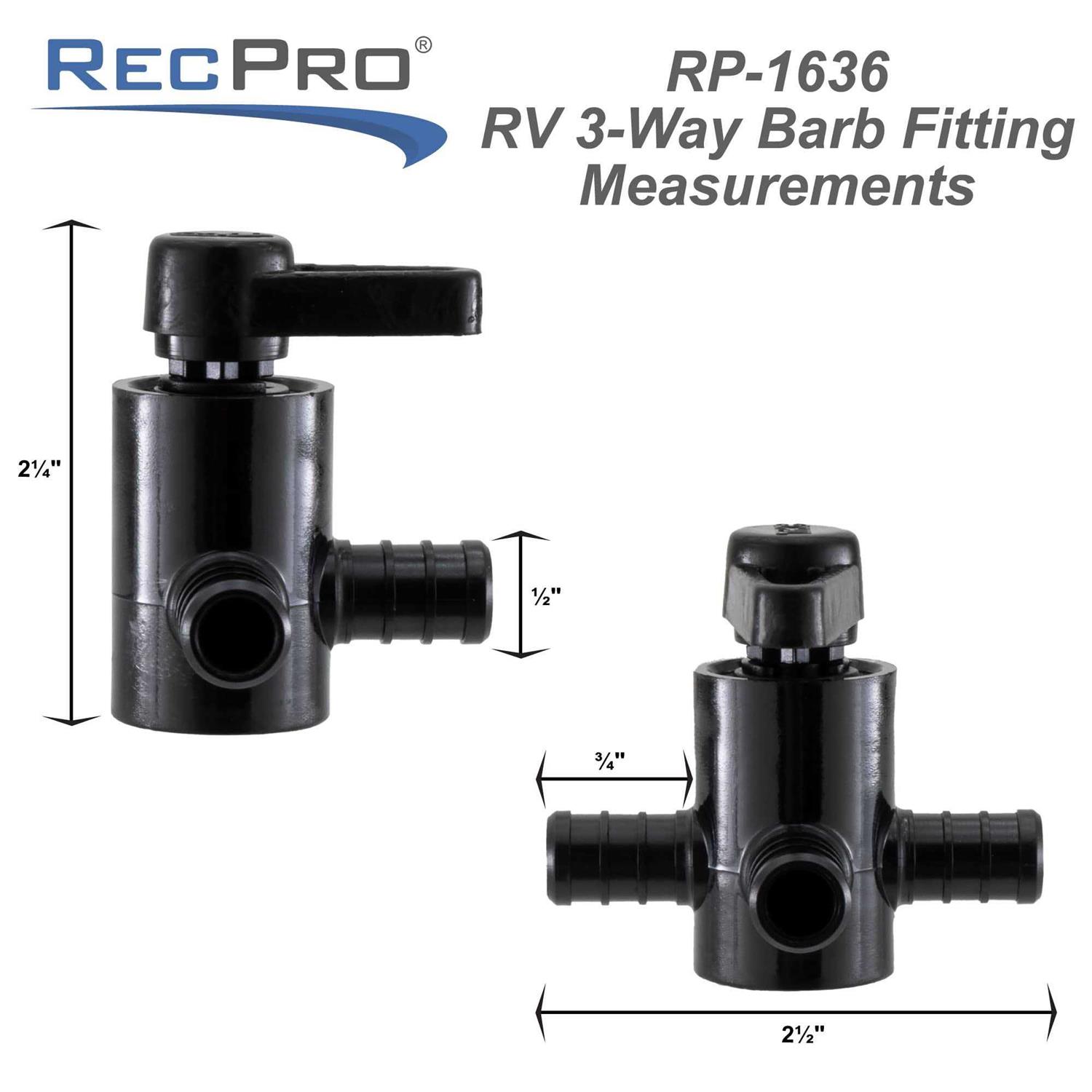 RecPro® 1/2 Barb Three Way Valve - Cheap Fitting