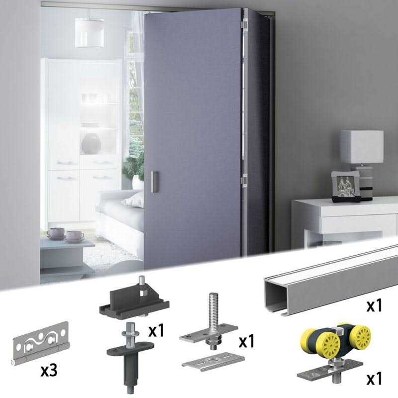 Bifold Door Hardware Kit 47-inch Track for 2 Folding Panels Up to 55lbs - Cheap Fitting