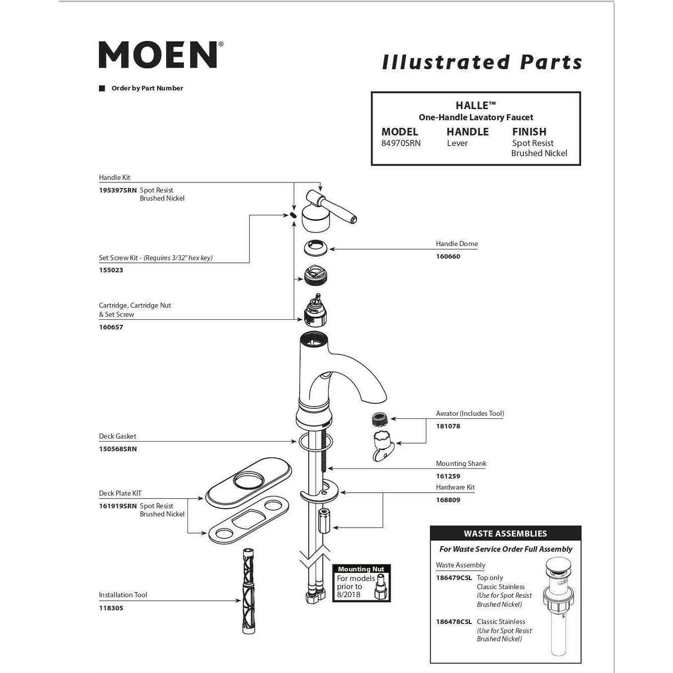 Moen Halle Single Handle Centerset Bathroom Sink Faucet in Spot Resist Brushed Nickel - Cheap Fitting