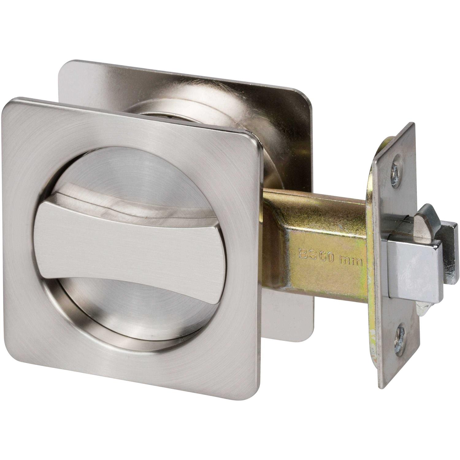 Delaney Hardware Contemporary Square Satin Nickel Entry Door Sliding Pocket Door Lock 370009 - Cheap Fitting