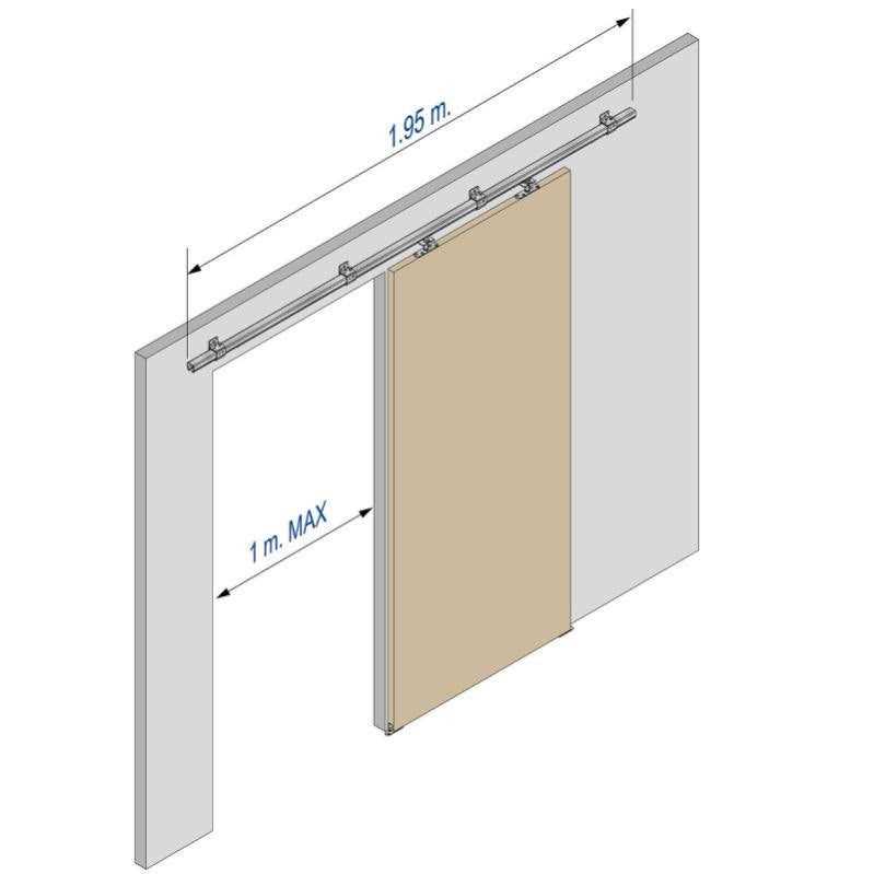 Sliding Exterior Door Hardware Kit 76-inch Galvanized Steel Track For 1 Door Up To 1-1/16-inch Thick And 130lbs - Cheap Fitting