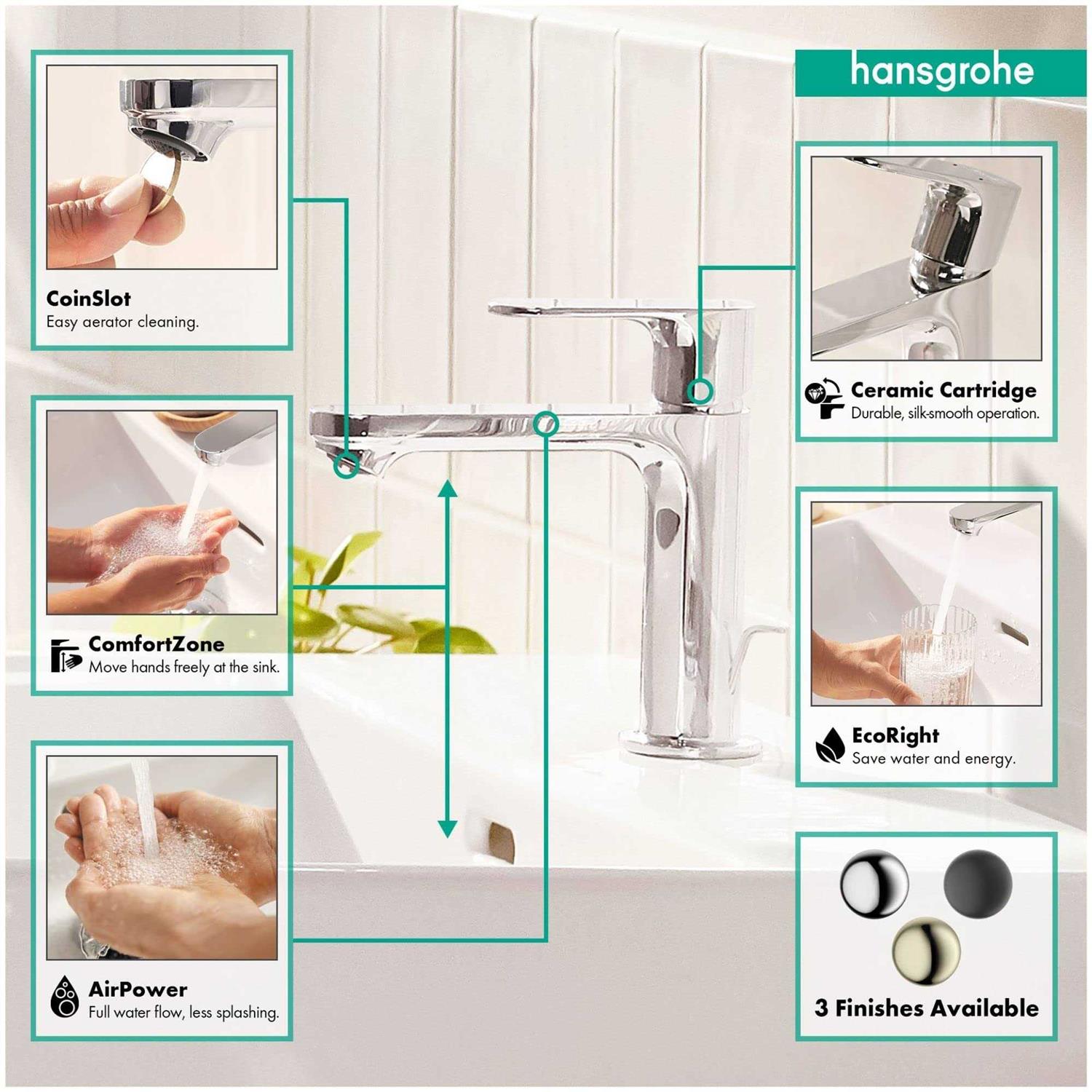 Hansgrohe Rebris S Single-Hole Bathroom Faucet 110 with Pop-Up Drain 72517671 - Cheap Fitting