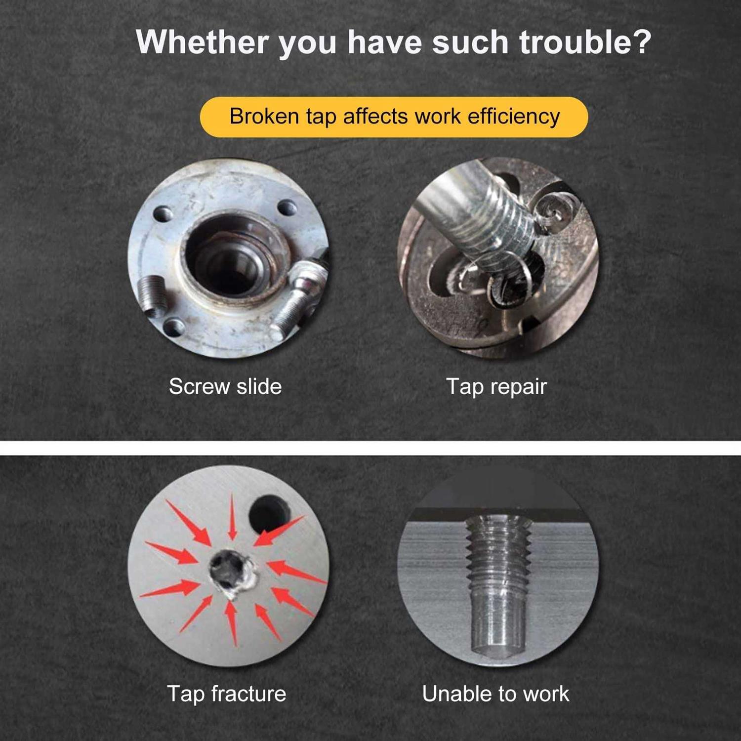 Tap Extractor 3/4 Flute Broken Head Screw Remover Stripped Tap Extractor Set Steel 3 Types 6 Pcs - Cheap Fitting