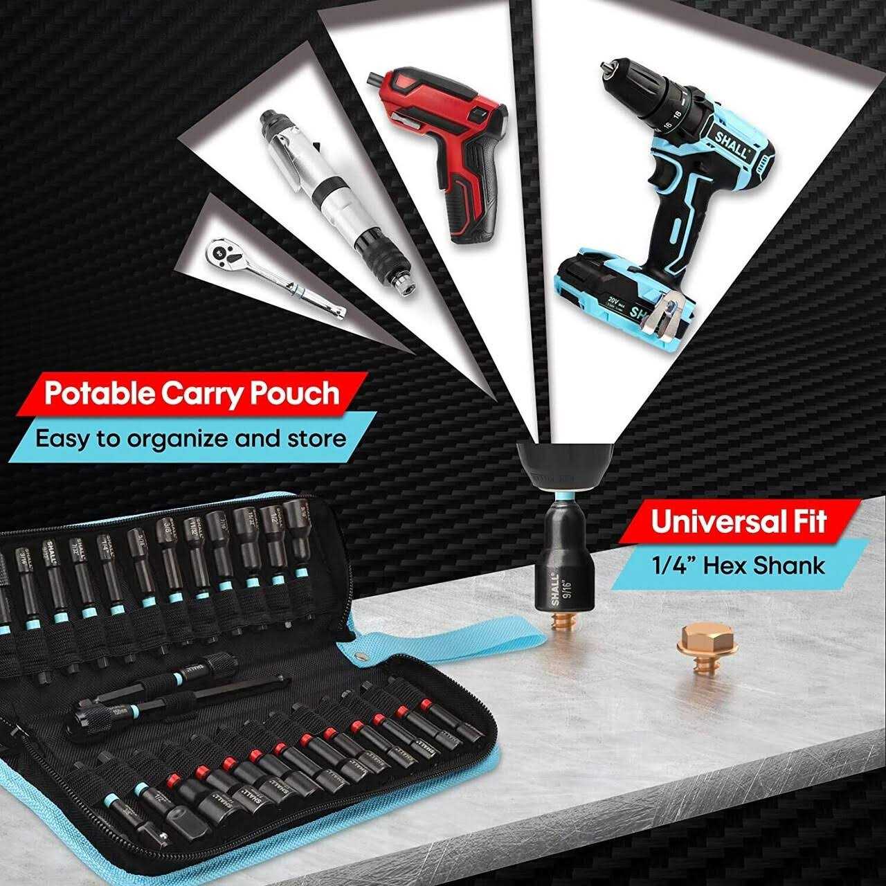 Shall 29pcs Magnetic Nut Driver Set Impact Drill Driver Bit 1/4 Hex Shank - Cheap Fitting