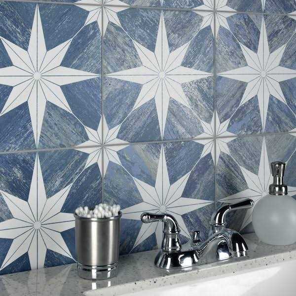 Merola Tile Cassis Stella Blue Porcelain Floor and Wall Tile - Cheap Fitting