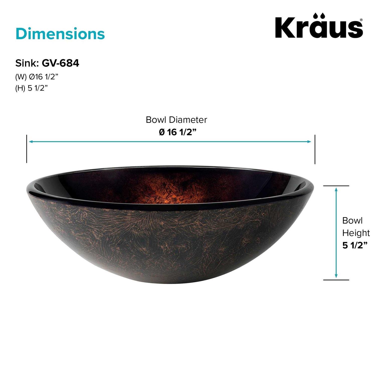 Kraus Pluto GV-684-ORB Glass Vessel Bathroom Sink - Cheap Fitting