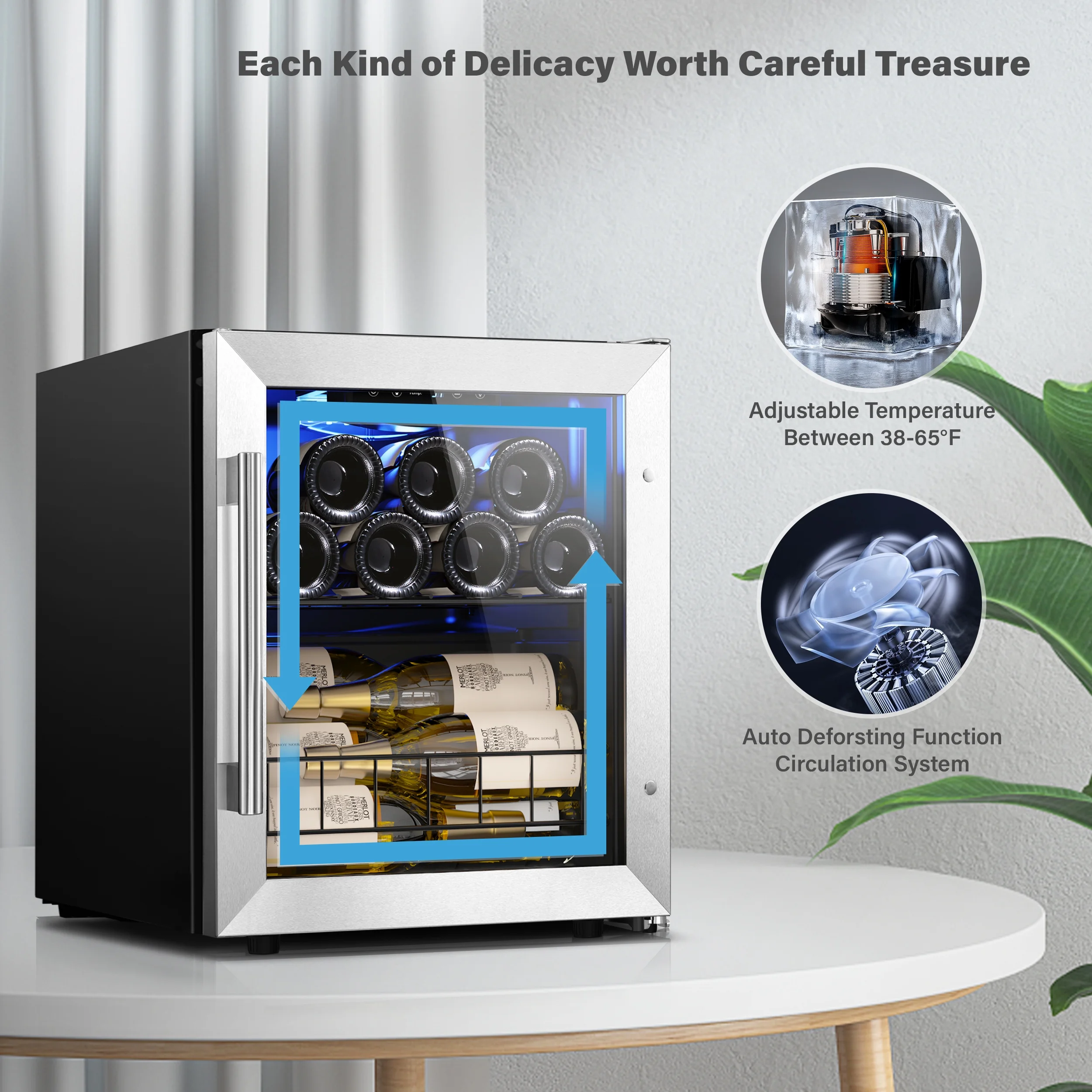 Yeego Wine Refrigerator, Freestanding Mini Wine Cooler with Glass Door, 12 Bottle - Cheap Fitting