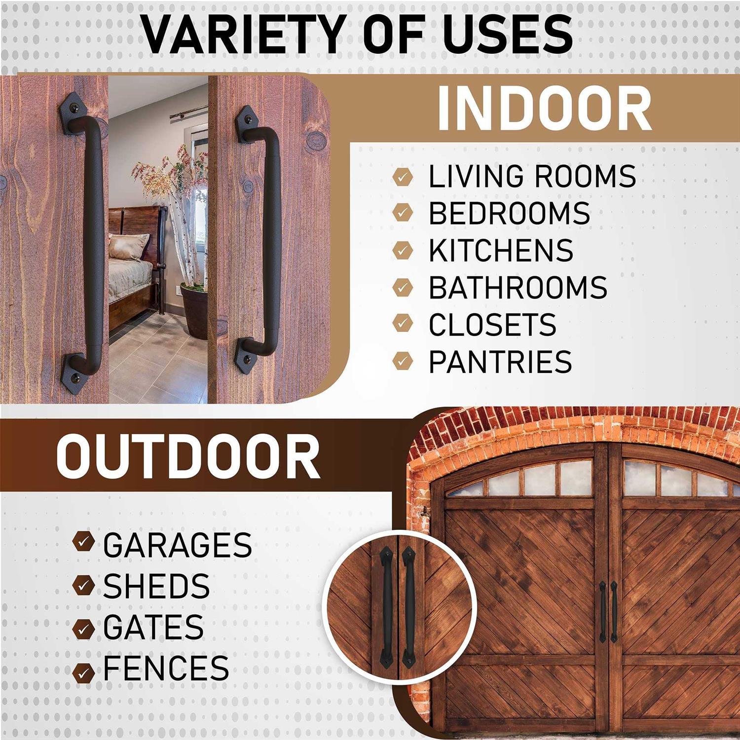 VivaLight Round Rustic Barn Door Handle Solid Steel Sliding - Cheap Fitting