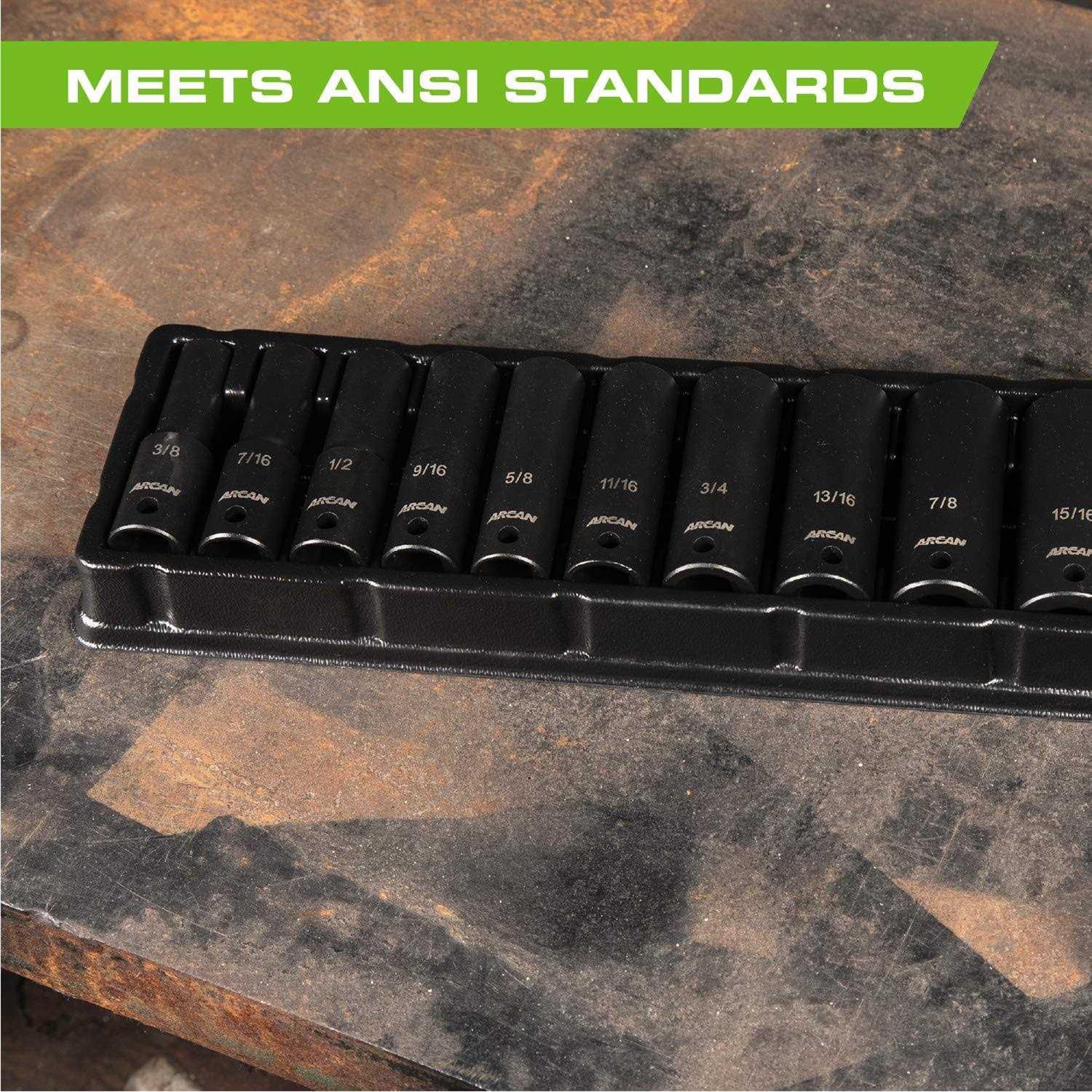 Arcan 1/2 in. Drive Deep SAE Impact Socket Set - Cheap Fitting