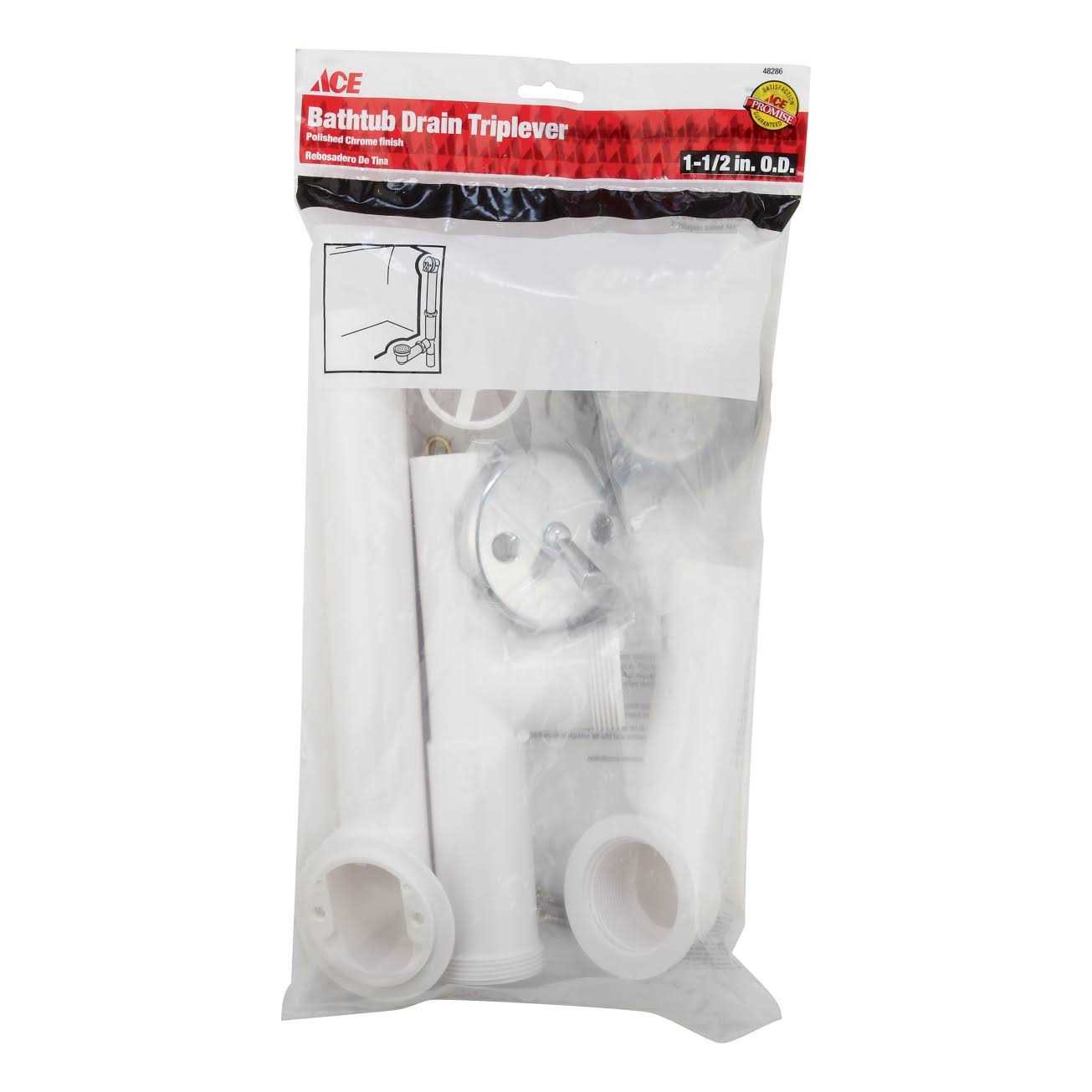 Ace 1-1/2 in. d Plastic/Chrome Tub Waste and Overflow - Cheap Fitting