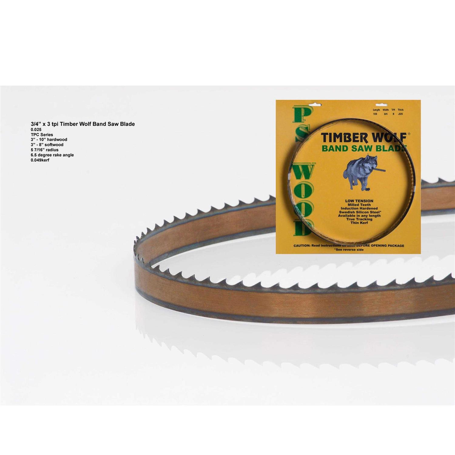 Timber Wolf 93.5 x 3/4 x 3tpi x .032 Silicon Steel Bandsaw Blade - Cheap Fitting