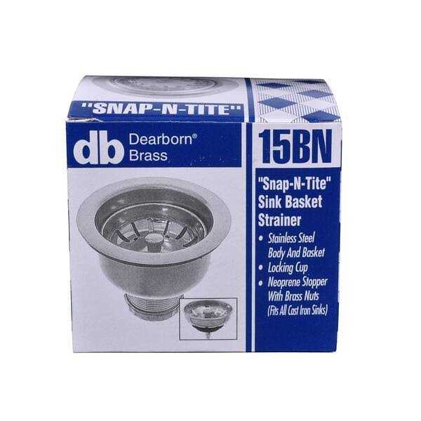 Dearborn 15BN Snap-N-Tite Locking Cup Sink Basket Strainer with Brass Nuts - Cheap Fitting