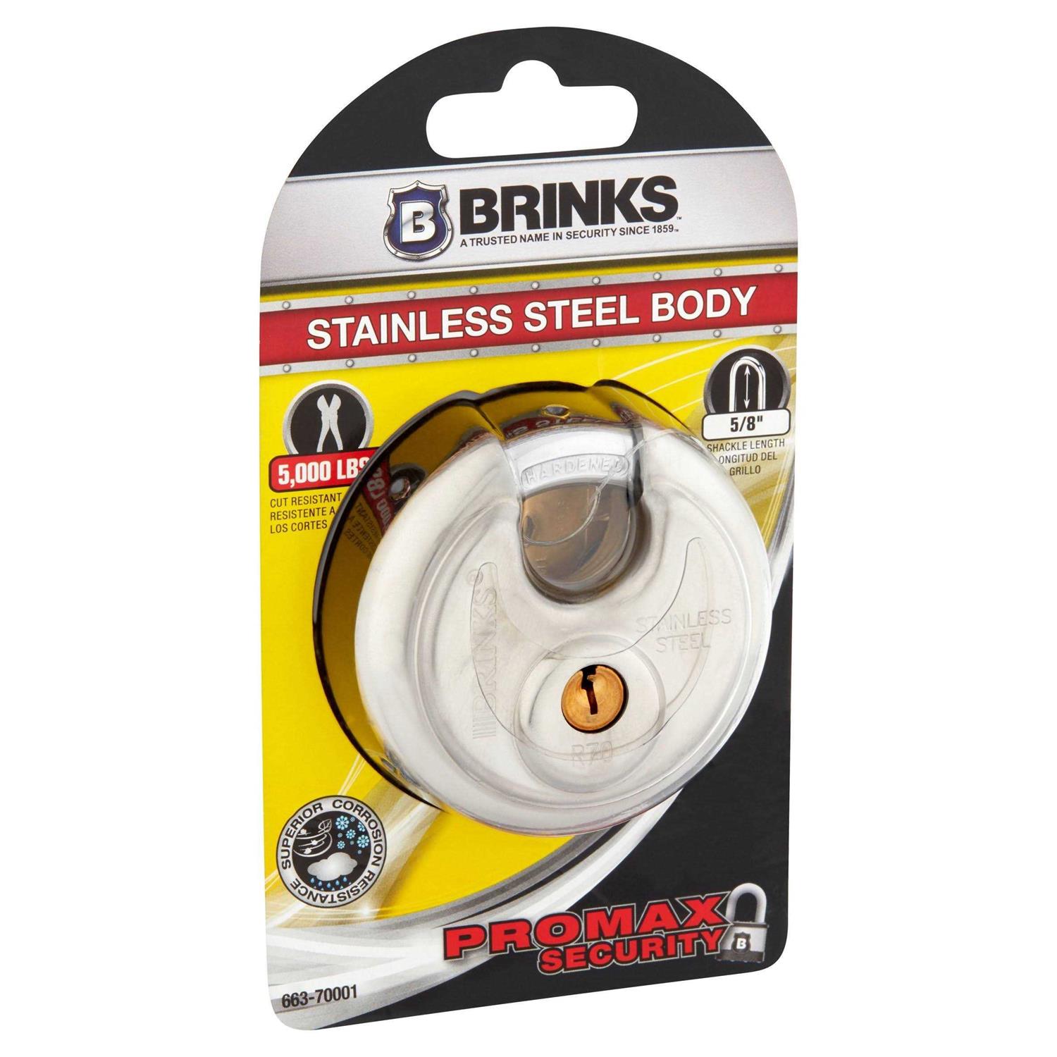 Brinks Commercial Stainless Steel 70mm Keyed Discus Padlock with 5/8in Shackle Clearance - Cheap Fitting