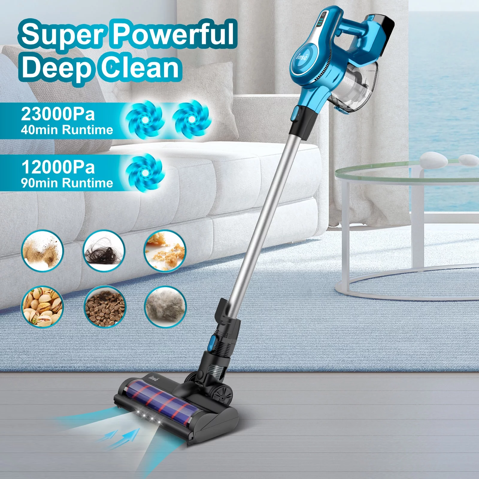 INSE S6P Cordless Vacuum Cleaner, Up to 90 Minutes Run-time, Rechargeable 2 Batteries Replaceable, for Hardwood Floor Carpet Pet - Cheap Fitting