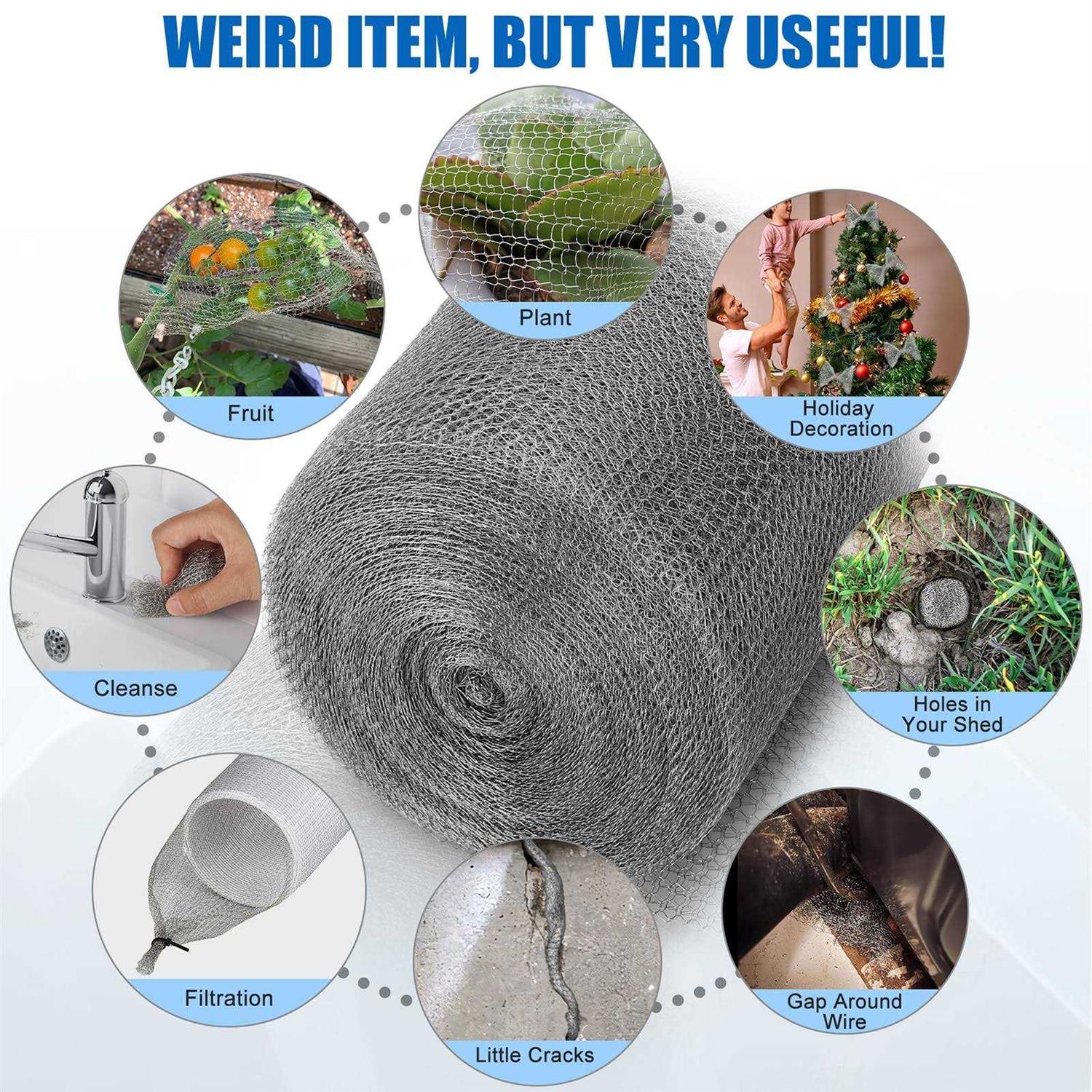 Valchoose Upgraded 5” X 50 Ft Wire Mesh Hole Fill Fabric Stainless Steel Gap Blocker Easy to Work - Cheap Fitting