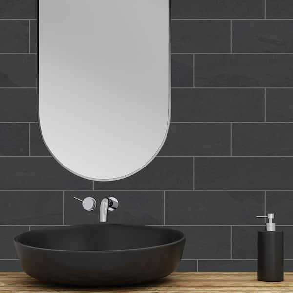 Florida Tile Home Collection Galactic Slate Black 12 in. x 24 in. Matte Porcelain Floor and Wall Tile - Cheap Fitting