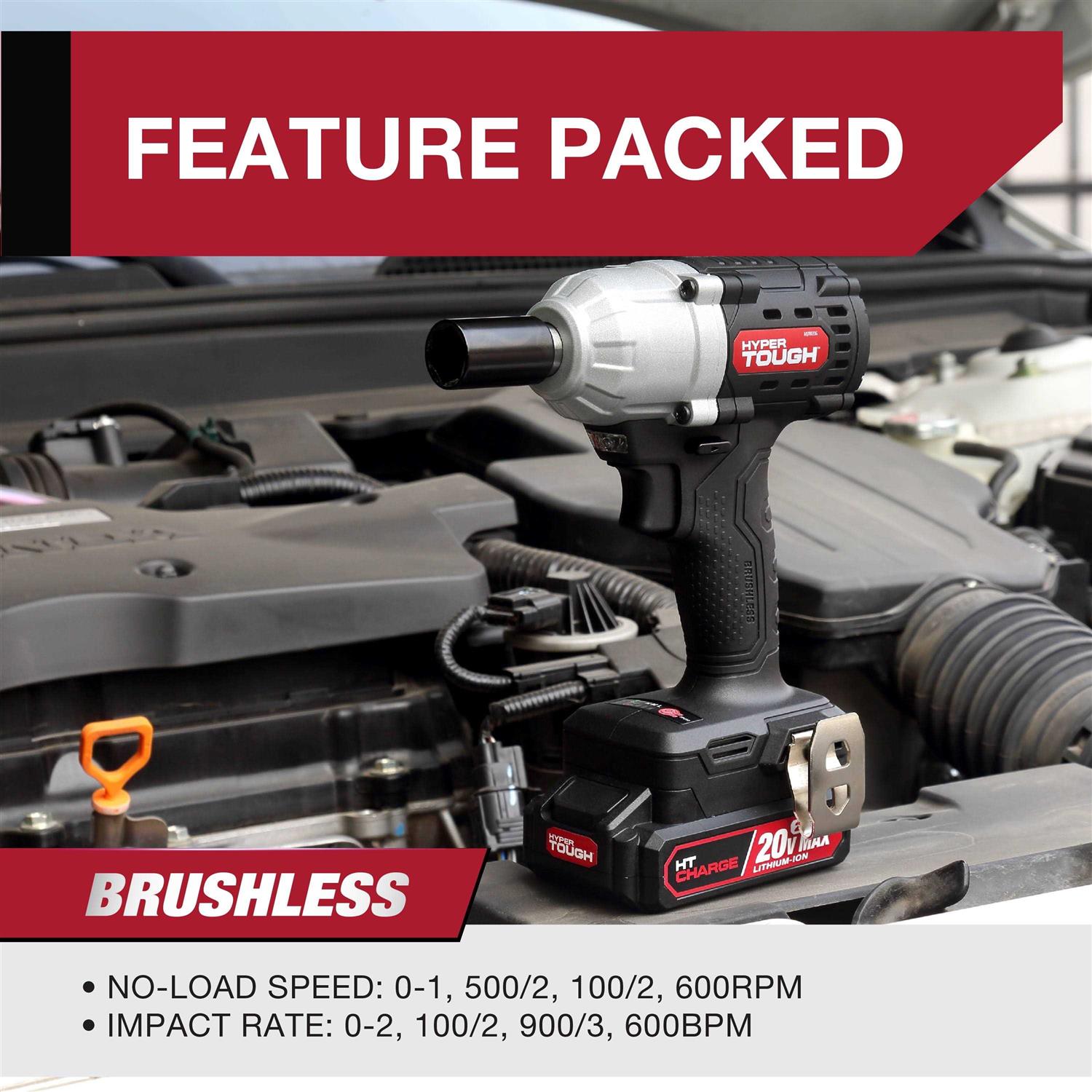 Hyper Tough Brushless 20V Max Lithium-Ion Cordless Impact Wrench 1/2 inch Anvil - Cheap Fitting