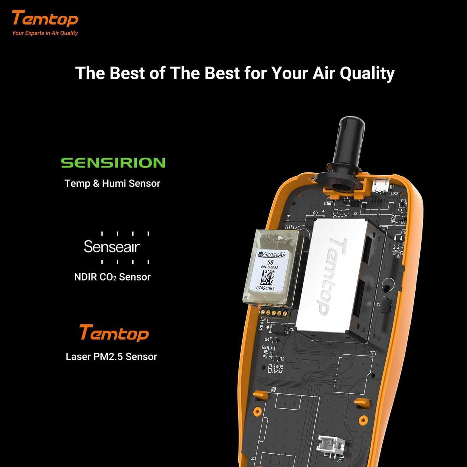 Temtop M2000C CO2 Air Quality Monitor Detects CO2 PM2.5 PM10 and Temperature and humiditiy with easy Calibration - Cheap Fitting