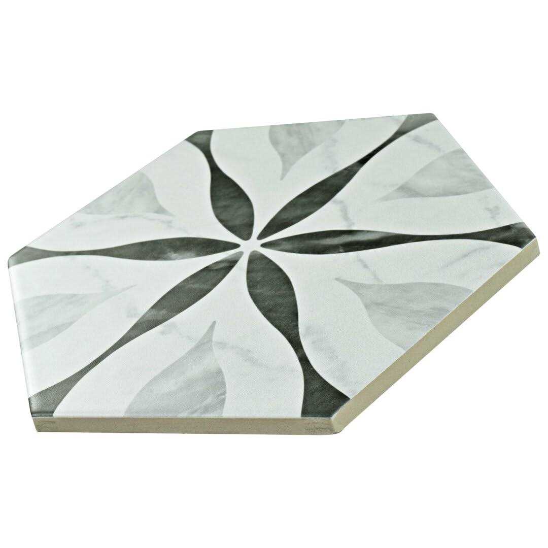 Merola Tile Classico Bardiglio Hex 7 x 8 Porcelain Patterned Wall & Floor Tile - Cheap Fitting