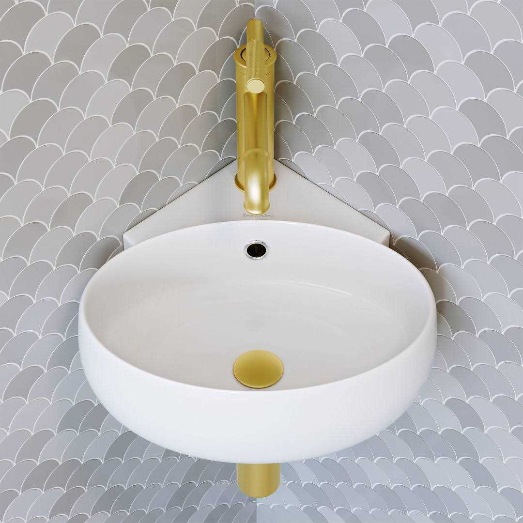Swiss Madison Plasir Corner Wall Hung Ceramic Bathroom Sink - Cheap Fitting