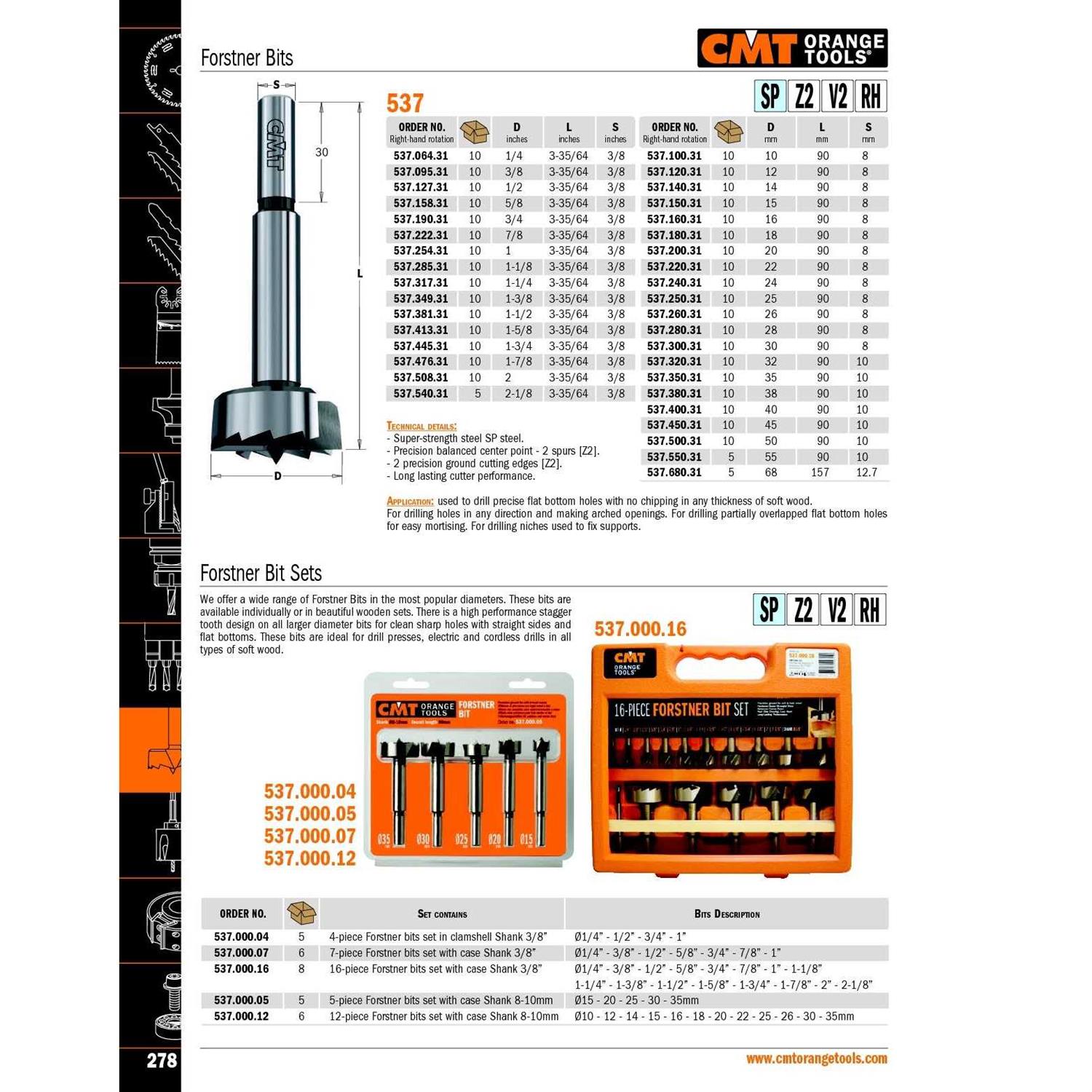 CMT 16 Piece Forstner Bit Set 537.000.16 - Cheap Fitting