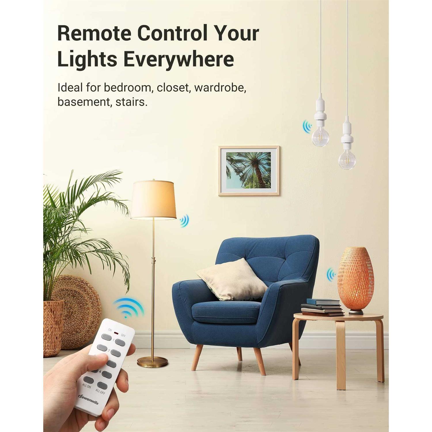 Dewenwils Remote Control Light Bulb Socket Wireless Light Socket Switch Kit - Cheap Fitting
