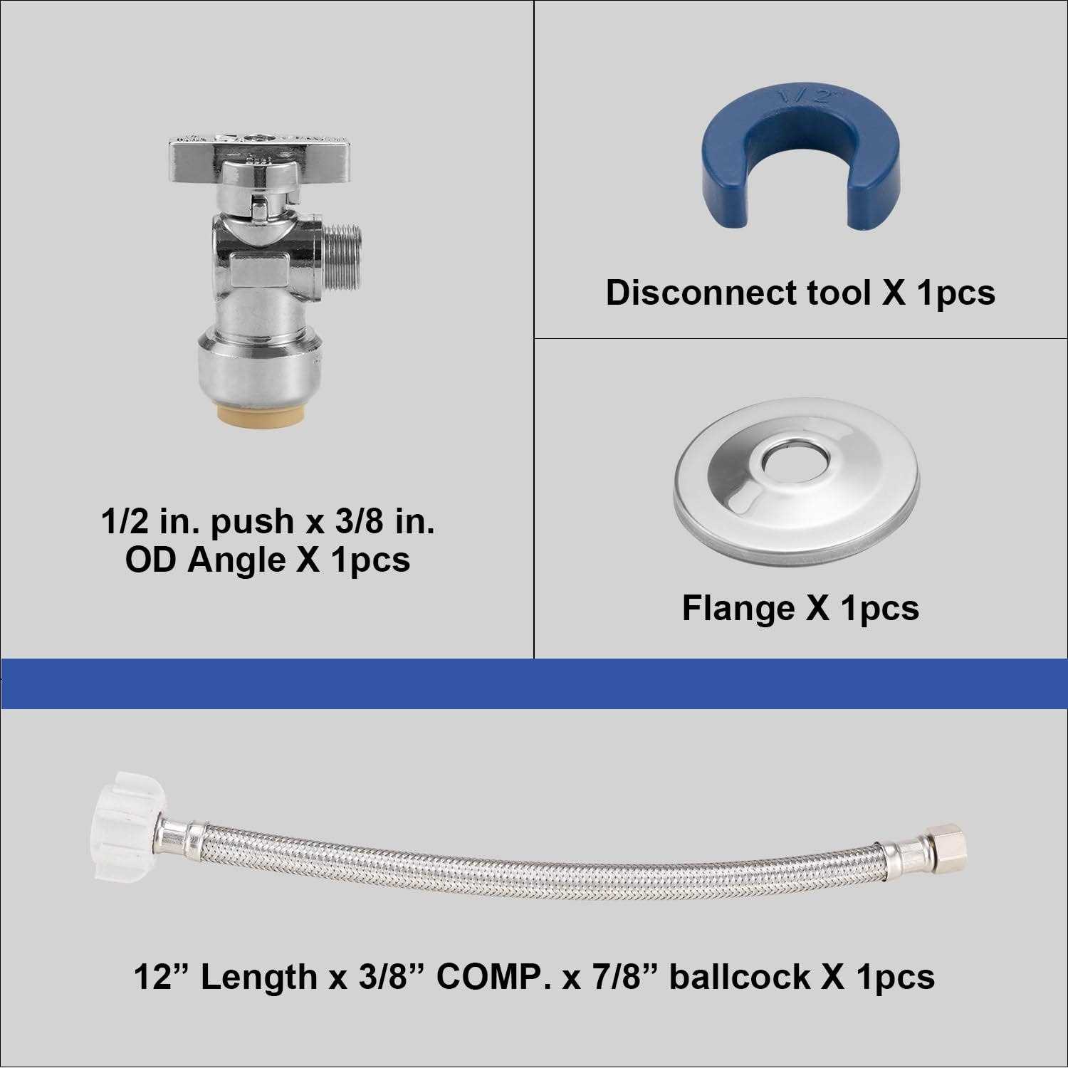 WMAXPFIT Toilet Connector Toilet Water Supply Line Kit With 1/4 turn 1/2 inch - Cheap Fitting